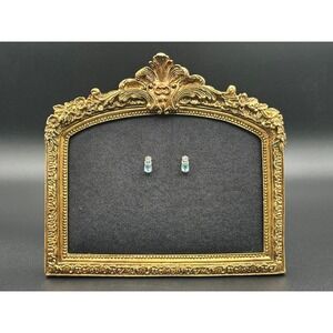 Vintage Silver Tone Light Blue Oval Stone Crisscross Drop Earrings 0.5"